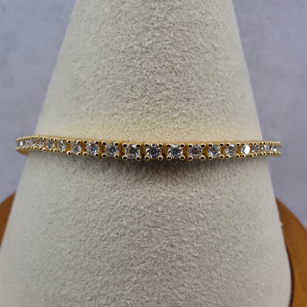 7" 2.5mm Moissanite Tennis Bracelet 14K Gold Plated 925 Silver - GRA Certified